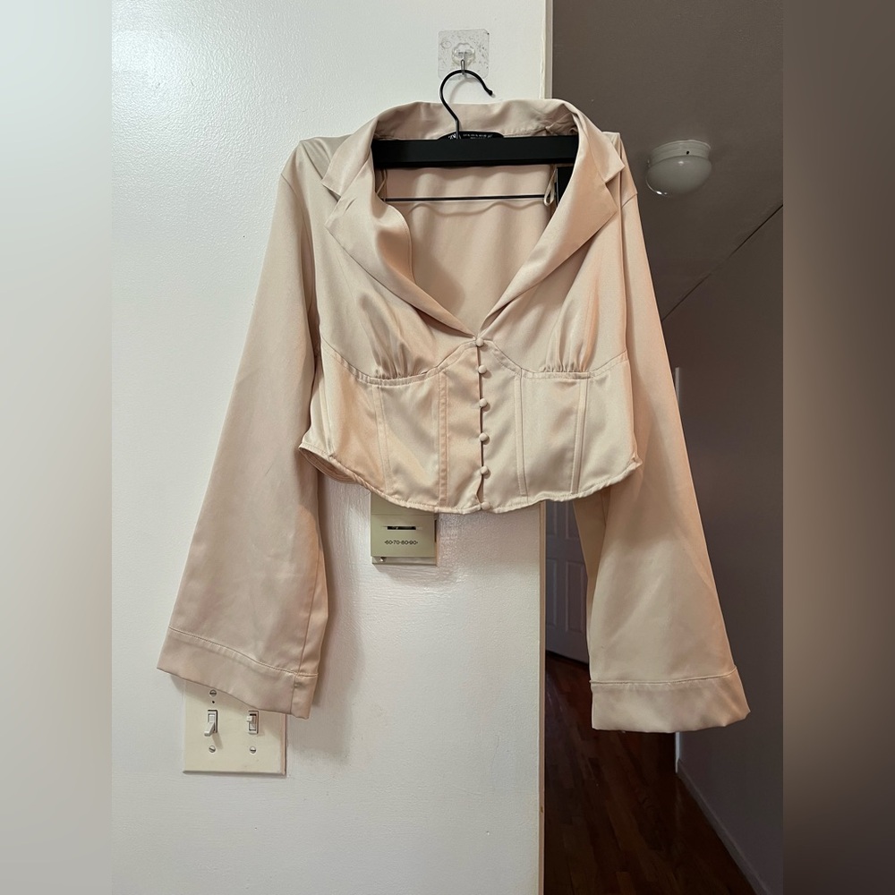 Zara Cream Satin Corset Blouse
